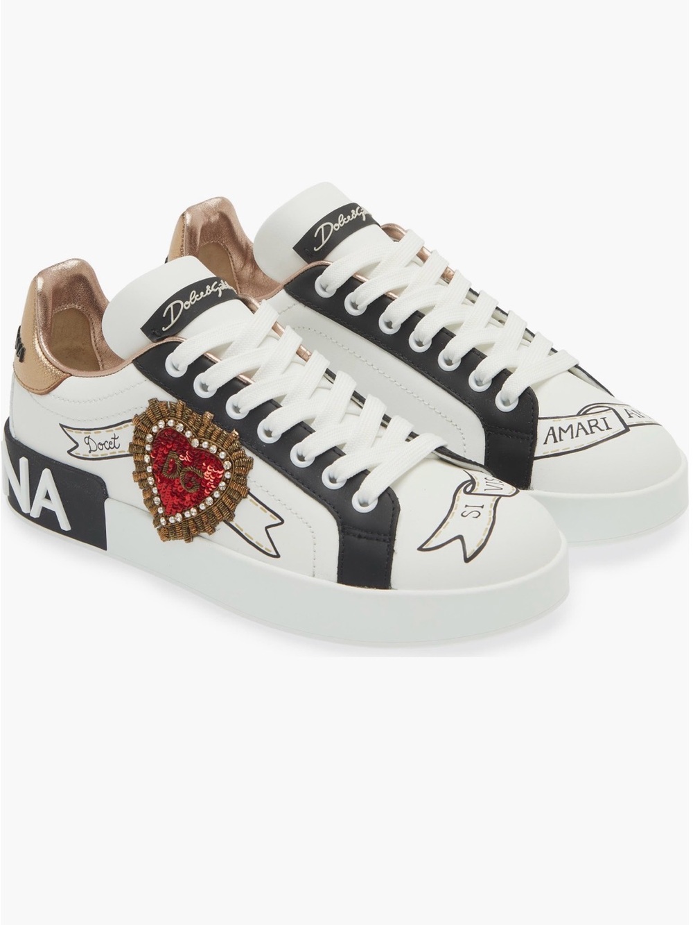 Dolce & Gabbana Calfskin Portofino sneakers with embroidery Size 38 / 7.5 USA